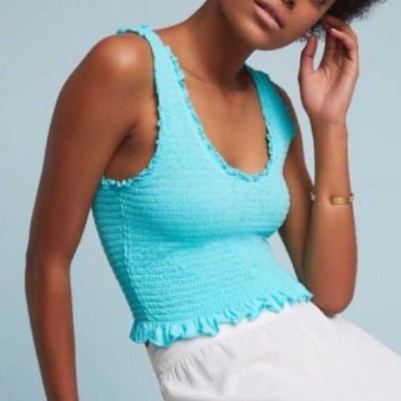 Anthropologie Tops - •SOLD• Anthropologie Floreat Smocked Ruffled Crop Top